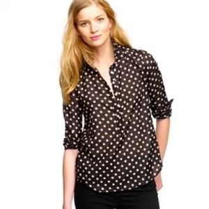 J. CREW Polka Dot Henley Popover Shirt